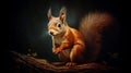 Squirrel Sitting on Tree Branch. Generative AI. Royalty Free Stock Photo