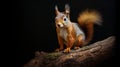 Squirrel Sitting on Tree Branch. Generative AI. Royalty Free Stock Photo