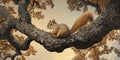 A squirrel is sitting on a tree branch Royalty Free Stock Photo