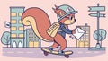 Squirrel on skateboard with letter for fast message delivery in city vector design Generative AI