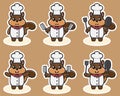Cute Squirrel Chef cartoon vector illustration. Royalty Free Stock Photo
