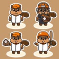 Vector illustration of cute Squirrel Baseball cartoon. Royalty Free Stock Photo