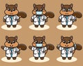 Vector illustration of cute Squirrel Doctor cartoon. Royalty Free Stock Photo