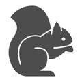 Squirrel solid icon. Sitting forest animal, simple silhouette. Animals vector design concept, glyph style pictogram on Royalty Free Stock Photo
