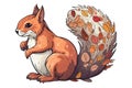 Squirrel Sticker On Isolated Tansparent Background, Png, Logo. Generative AI