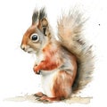 Squirrel in style of childlike simplistic watercolor