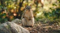 Squirrel in a sunlit forest setting Royalty Free Stock Photo