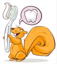Squirrel and toothbrush Royalty Free Stock Photo