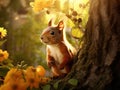 squirrel on a tree  Made With Generative AI illustration Royalty Free Stock Photo