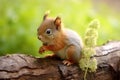 Squirrel is on the tree outdoors. Beautiful illustration picture. Generative AI Royalty Free Stock Photo