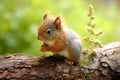 Squirrel is on the tree outdoors. Beautiful illustration picture. Generative AI Royalty Free Stock Photo