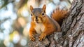 A squirrel on a tree trunk Royalty Free Stock Photo