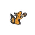 Squirrel vector icon. Hand drawn print. Sticker sketch design.