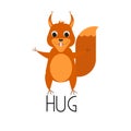 Squirrel. Vector illustration. Icon. Hugs . Friendly support icon .