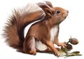 Squirrel watercolor painting Royalty Free Stock Photo