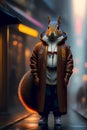 A squirrel wearing a coat and a jacket- Ai Generated.