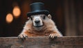 Squirrel wearing a top hat and a bow tie Royalty Free Stock Photo
