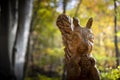 Squirrel wooden sculpture in the