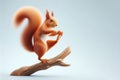 Squirrel in yoga on a tree branch. Space for text. Royalty Free Stock Photo