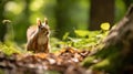 Close up of a Squirrel in a Forest. Blurred Natural Background Royalty Free Stock Photo