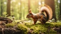 Close up of a Squirrel in a Forest. Blurred Natural Background Royalty Free Stock Photo