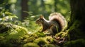 Close up of a Squirrel in a Forest. Blurred Natural Background Royalty Free Stock Photo