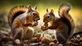 Squirrels fight over nuts. Generative AI