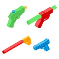 Squirt gun icons set, isometric style