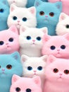 Squishy soft kittens fall gently they have neon pastel fur Generative AI