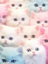 Squishy soft kittens fall gently they have neon pastel fur Generative AI