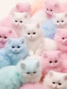 Squishy soft kittens fall gently they have neon pastel fur Generative AI