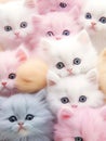 Squishy soft kittens fall gently they have neon pastel fur Generative AI