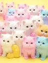 Squishy soft kittens fall gently they have neon pastel fur Generative AI