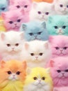 Squishy soft kittens fall gently they have neon pastel fur Generative AI