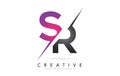 SR S R Letter Logo with Colorblock Design and Creative Cut