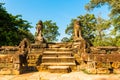 Srah Srang with Lion and Naga statues in Angkor, Cambodia Royalty Free Stock Photo