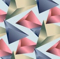 Sramless Geometric Pattern. Abstract triangle background. Colored 3D Triangles. Modern Wallpaper with light blue background. Royalty Free Stock Photo