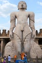 SRAVANABELGOLA, KARNATAKA, MAY 2016, Tourist and devotees at a gigiantic monolithic statue of Bahubali, also known as Gomateshwara