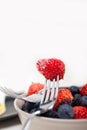 Srawberry on a fork isolated Royalty Free Stock Photo