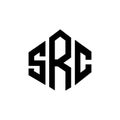 SRC letter logo design with polygon shape. SRC polygon and cube shape logo design. SRC hexagon vector logo template white and Royalty Free Stock Photo