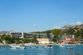 Boats anchored at Srebreno seaside Royalty Free Stock Photo