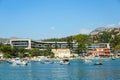 Boats anchored at Srebreno seaside Royalty Free Stock Photo