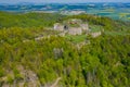 Srebrna Gora fortress with beautiful panorama of Sudety mountains aerial view. Poland Royalty Free Stock Photo