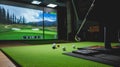 Sreen golf. Putter and golf ball on the background of the screen. Generative AI