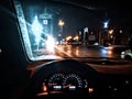 Sreet Night view from car Royalty Free Stock Photo