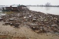Sremska Mitrovica, Serbia, Balkans, 01.27.2023 Embankment of the Sava river. Garbage, plastic, toxic organic waste