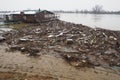 Sremska Mitrovica, Serbia, Balkans, 01.27.2023 Embankment of the Sava river. Garbage, plastic, toxic organic waste, bottles and