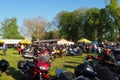 Sremska Mitrovica, Serbia, 04.29.23 Gathering or meeting of motorcyclists and bikers at a festival. People in leather