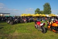 Sremska Mitrovica, Serbia, 04.29.23 Gathering or meeting of motorcyclists and bikers at a festival. People in leather