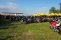 Sremska Mitrovica, Serbia, 04.29.23 Gathering or meeting of motorcyclists and bikers at a festival. People in leather